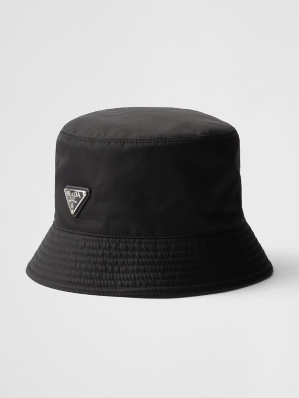 Prada Black Nylon Logo Bucket Hat